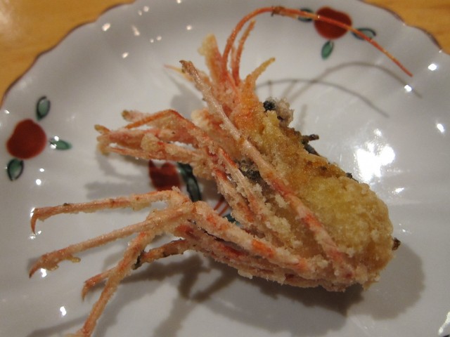 Fried shrimp head at Nakato