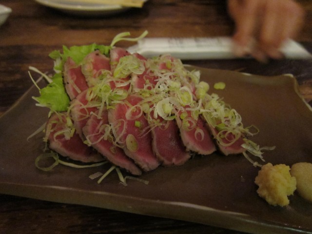 Seared beef tataki with scallions