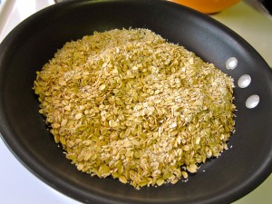 Toasting oats in dry pan