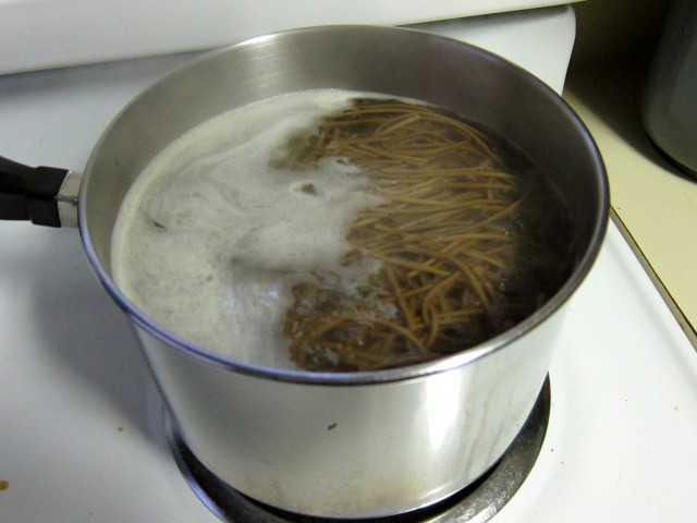 Boil soba noodles