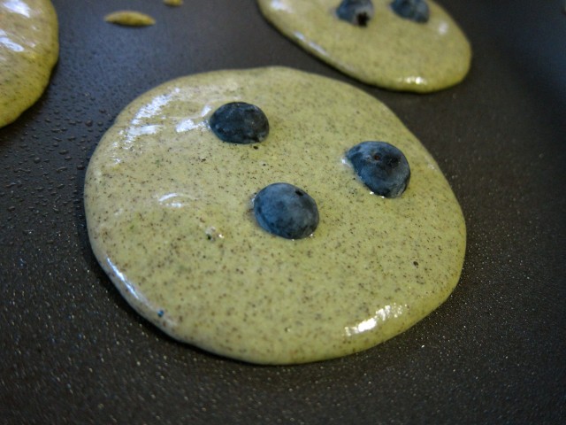 Green tea pancake close-up