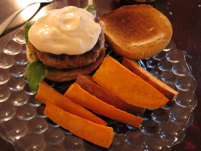 Thai turkey burger and sweet potato fries