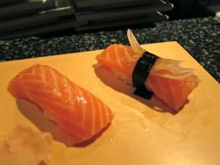 Shiro's salmon nigiri two ways