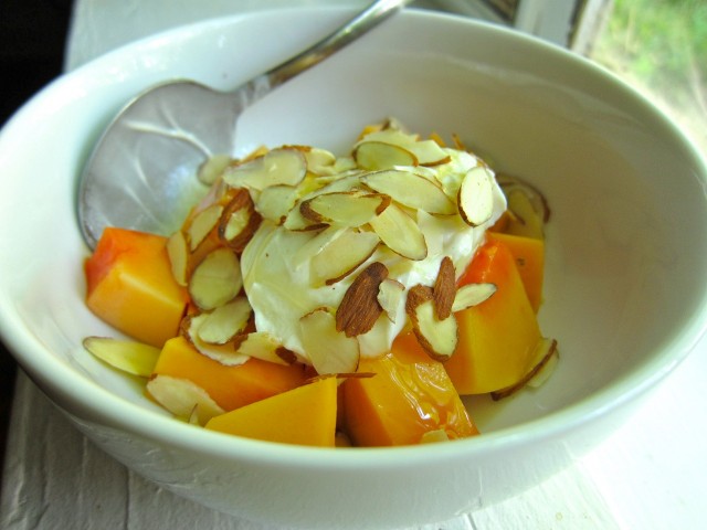 Papaya and yogurt bowl
