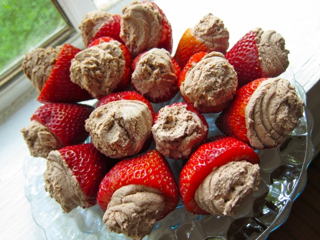 Plate of stuffed strawberries