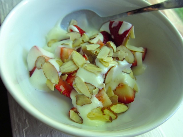 Strawberries and yogurt bowl