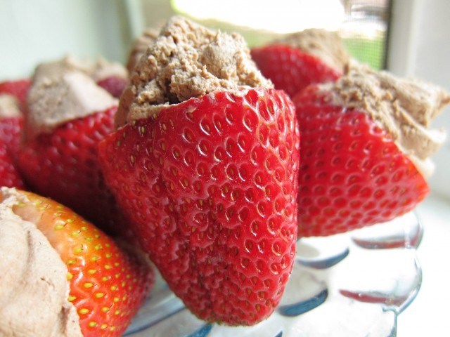 Stuffed strawberry closeup