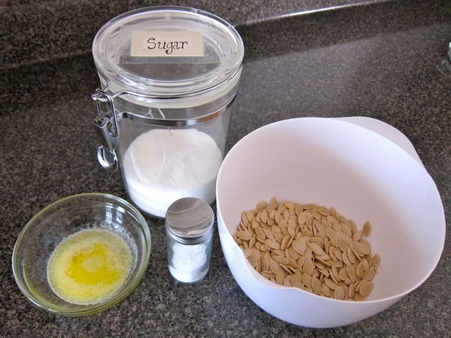 ingredients for kettle corn pumpkin seeds