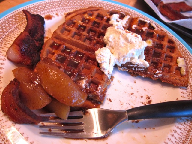 Waffle with maple cinnamon whipped cream