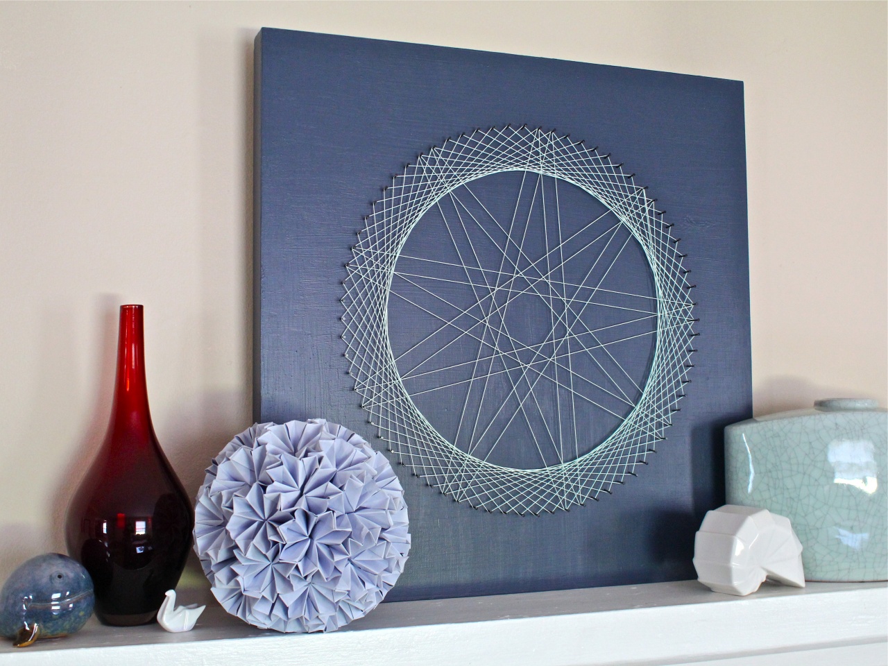 The finished string art piece | Thyme Bombe