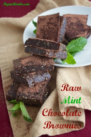 Raw mint chocolate brownies