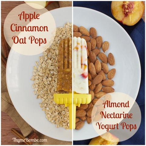 Healthy Breakfast Popsicles: 2 Ways - Apple Cinnamon Oat Pops and Almond Nectarine Yogurt Pops
